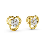 Triple Halo Diamond Flower Studs